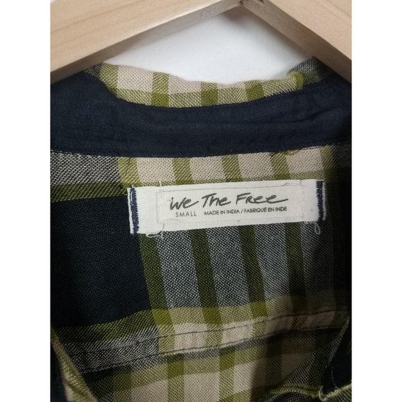 Free People We the Free Sz. S Pacific Dawn Top Wool Blend Green Plaid Top - Picture 4 of 10
